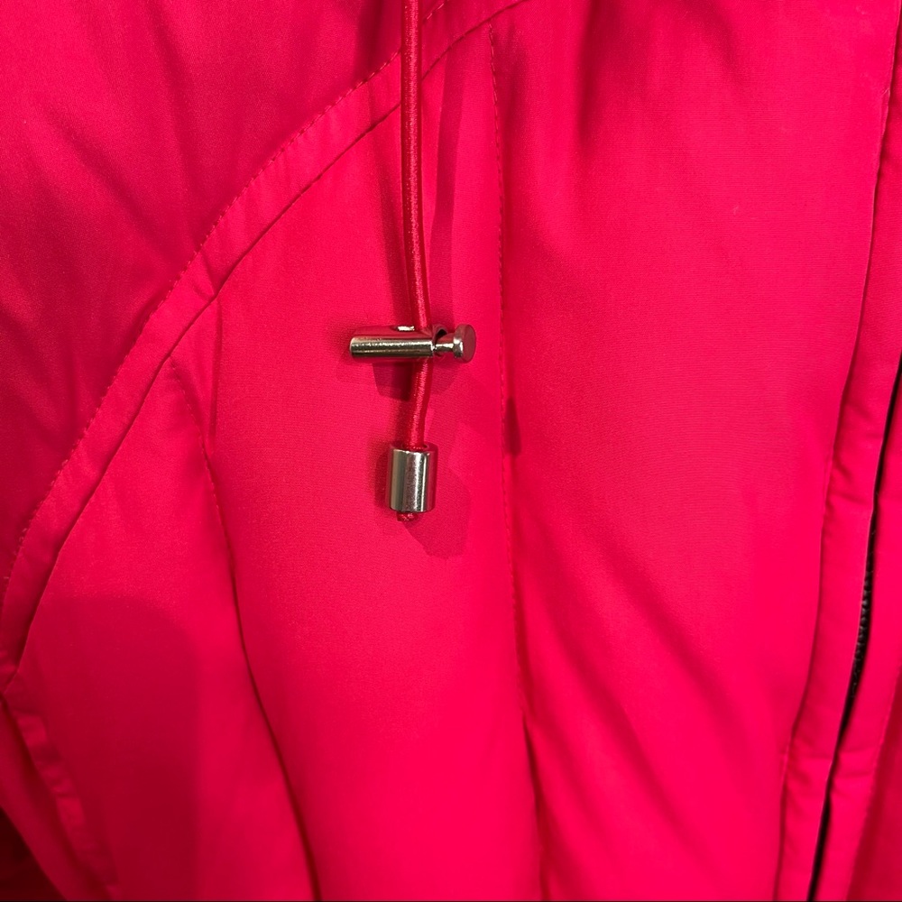 Bernardo Magenta/Lipstick Pink Down Puffer Jacket w/Magenta Fox Trim - L - Picture 5 of 9